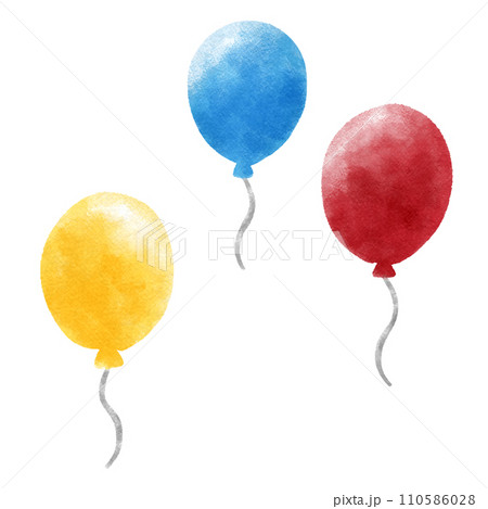 カラフルなかわいい風船の手描きイラスト素材 110586028