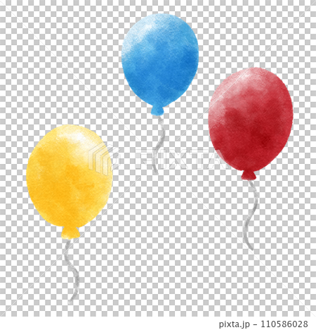 カラフルなかわいい風船の手描きイラスト素材 110586028