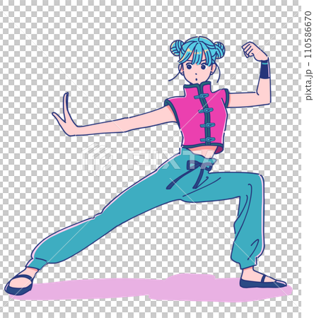 girl doing kung fu pose 110586670