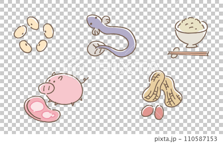 ビタミンB1を多く含む食品（文字なし） 110587153
