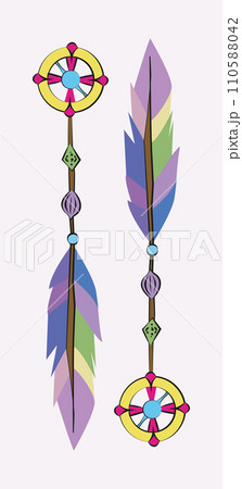 indian amulet, amulet of indians, amulet with feathers 110588042