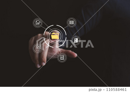 Document Management System DMS, Online document database management, Organization document Organized, automated processes to manage files, ERP enterprise efficient, business technology. 110588461