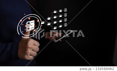 Document Management System DMS, Online document database management, Organization document Organized, automated processes to manage files, ERP enterprise efficient, business technology. 110588462
