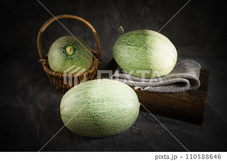 fresh melon on black background 110588646