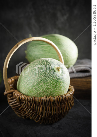 fresh melon on black background 110588651