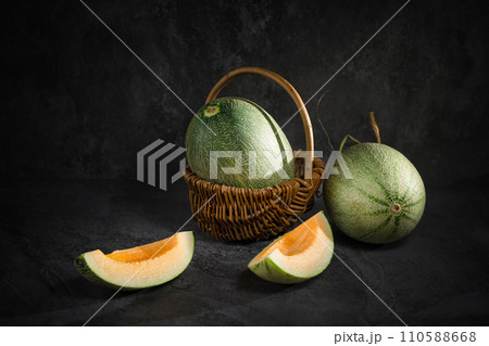 fresh melon on black background 110588668