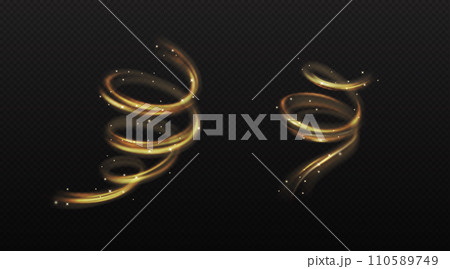 Golden powder and sparks realistic vector illustration set 110589749