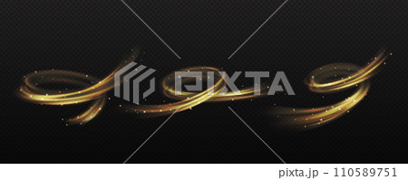 Golden powder and sparks realistic vector illustration set 110589751