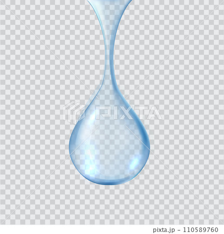 Single hanging raindrop realistic vector illustration set 110589760