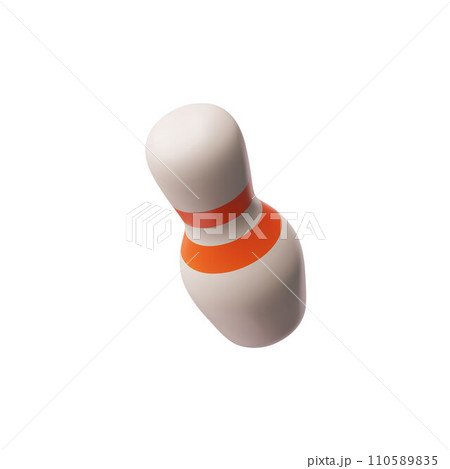 Bowling pin with red stripes 3D icon, realistic vector illustration isolated. 110589835