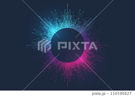 Quantum Computing Idea Design Element Concept. Deep Learning Artificial Intelligence. Generative AI. Big Data Algorithms Visualization For Business, Science Presentations, Posters, Covers 110590827