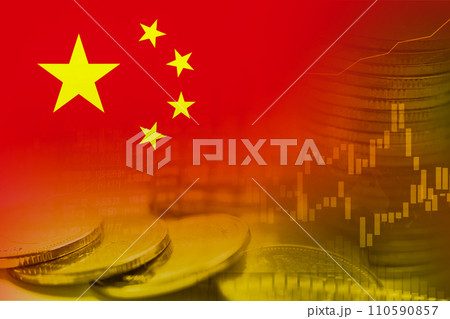 Stock market investment trading financial, coin and china flag in Asia or Forex for analyze profit finance business trend data background. Stock market investment trading financial, coin and china flag in Asia or Forex for analyze profit finance business trend data background. 110590857