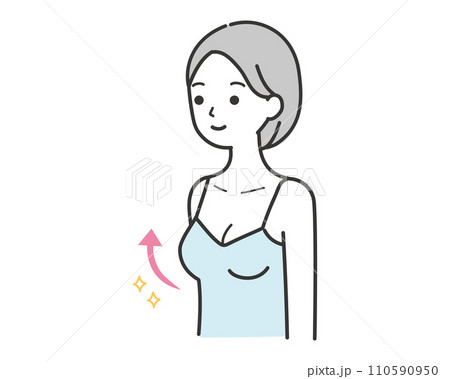張りとボリュームがあるバストの女性のイラスト シンプルタッチ 張りとボリュームがあるバストの女性のイラスト シンプルタッチ 110590950