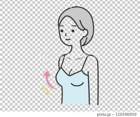 張りとボリュームがあるバストの女性のイラスト シンプルタッチ 張りとボリュームがあるバストの女性のイラスト シンプルタッチ 110590950