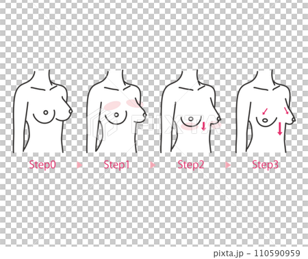 Illustration of changes in bust shape due to aging Simple touch 110590959