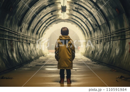 AI-generated content. Modern boy underground bunker. Europe travel. Generate Ai 110591984