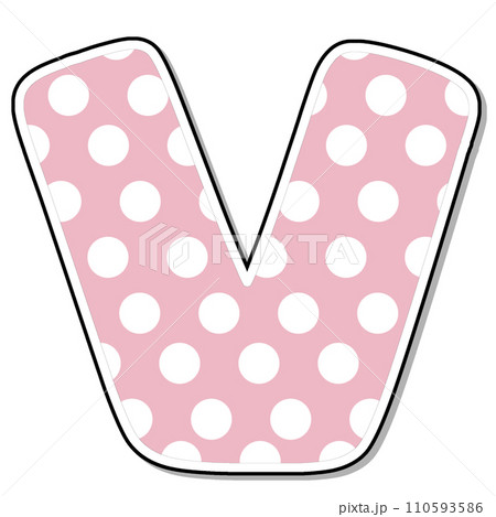 Letter V Alphabet pink polka dot for valentine 110593586