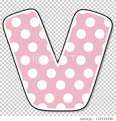 Letter V Alphabet pink polka dot for valentine 110593586