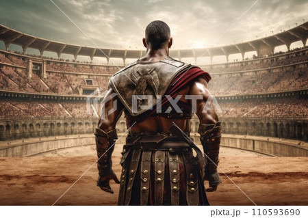 Gladiator boy warrior. Adult greek. Generate Ai 110593690