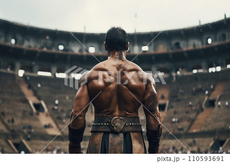 Gladiator man warrior. Shield fight. Generate Ai 110593691