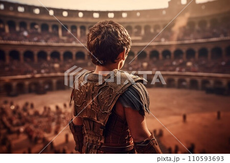 Gladiator child boy warrior. Man fight. Generate Ai 110593693