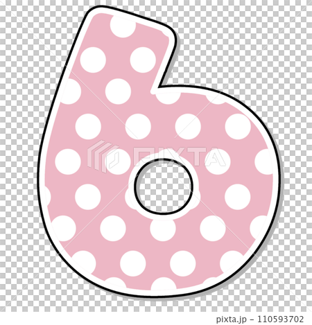 Number 6 pink polka dot for valentine 110593702
