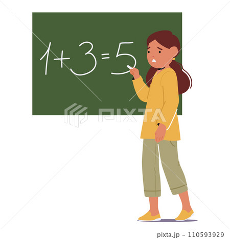 Mishap During The Math Lesson, A Kid Mistakenly Wrote Wrong Equation On Blackboard, Classroom Moment Of Failure Mishap During The Math Lesson, A Kid Mistakenly Wrote Wrong Equation On Blackboard, Classroom Moment Of Failure 110593929