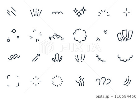 Manga comic expression. Doodle anime comic book emotions, funny doodle strokes and hand drawn exclamation. Vector isolated set Manga comic expression. Doodle anime comic book emotions, funny doodle strokes and hand drawn exclamation. Vector isolated set 110594450