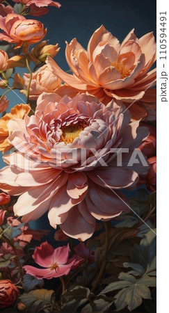 Creative Background with Flowers and Leaves 110594491