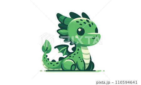 フラットデザイン、可愛いドラゴンのイラストのイラスト素材