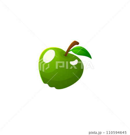 Green apple, simple game icon, cartoon vector illustration isolated on white Green apple, simple game icon, cartoon vector illustration isolated on white 110594645