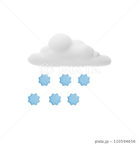 Cloud with snow, volumetric 3d icon, vector illustration isolated on white 110594656