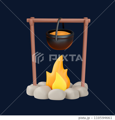 Bonfire, volumetric 3d vector illustration isolated on black background 110594661