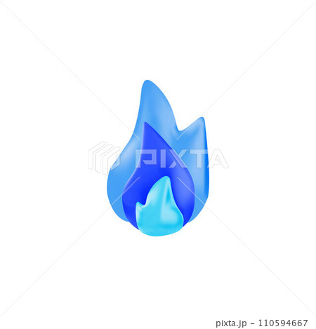 3d blue gas or fire flame, burning blue bonfire, vector 3d realistic energy and power design element plasticine texture 110594667