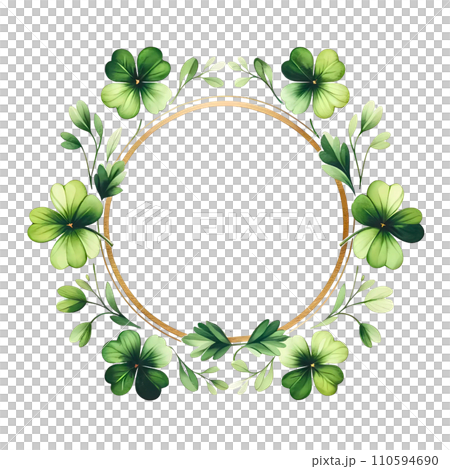 Lucky Charm Monogram Frame St Patrick Day Watercolor 110594690