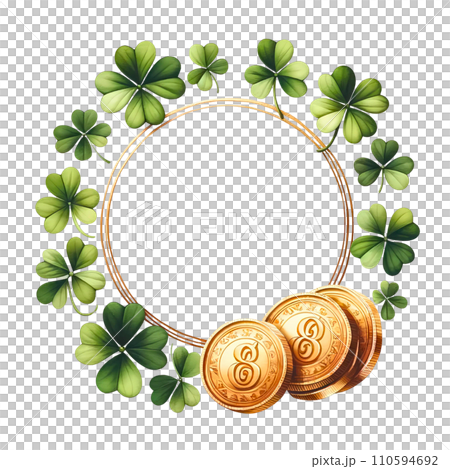 Lucky Charm Monogram Frame St Patrick Day Watercolor 110594692