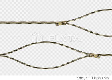 Open zipper with gap. Vector mockups 110594789