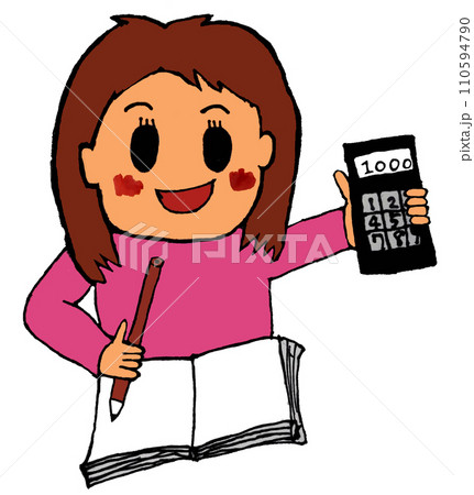 電卓で計算をする女の子 110594790