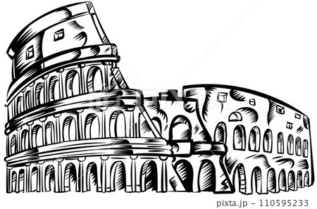 Rome coliseum hand drawn outline doodle icon. vector illustration 110595233