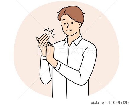 Smiling man clap hands Smiling man clap hands 110595898