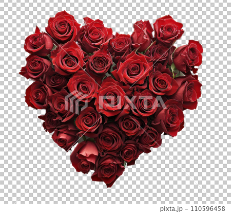 a big heart shape of red roses isolated 110596458