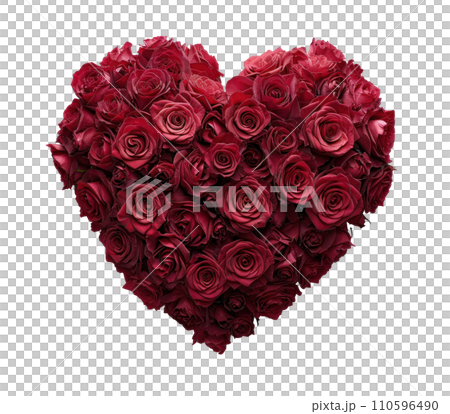 a big heart shape of red roses isolated a big heart shape of red roses isolated 110596490