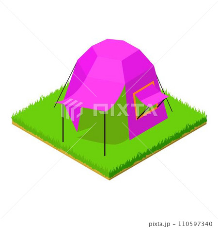 Hiking tent icon. Isometric illustration of hiking tent vector icon for web 110597340