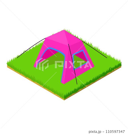 Open tent icon. Isometric illustration of open tent vector icon for web 110597347