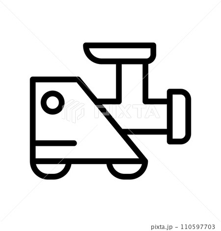 Vector black line icon kitchen meat grinder isolated on white background 110597703