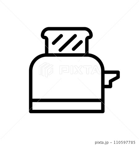 Vector black line icon bread toaster isolated on white background Vector black line icon bread toaster isolated on white background 110597785