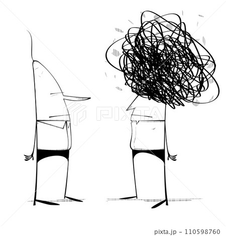Bald headed man and fuzzy headed manのイラスト素材 [110598760] - PIXTA
