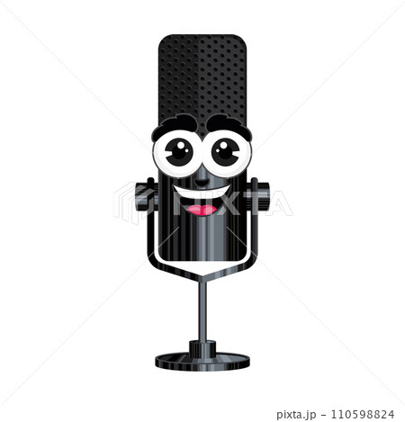 Cute podcast microphone character Vector 110598824