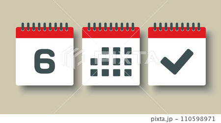 Vector icon page calendar - 6 day, agenda, done 110598971