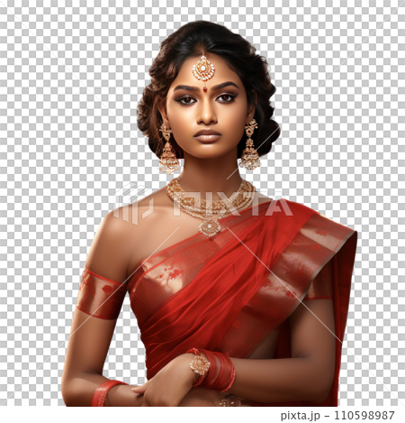 an indian girl wearing red saree an indian girl wearing red saree 110598987